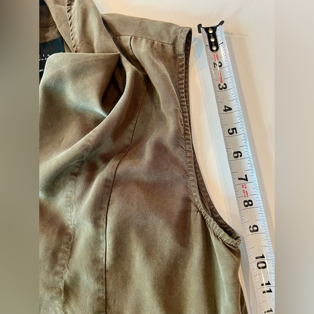 Anthropology Boho Utility Vest Army Olive Green Cinched Waist Flowy Neck - Picture 9 of 12